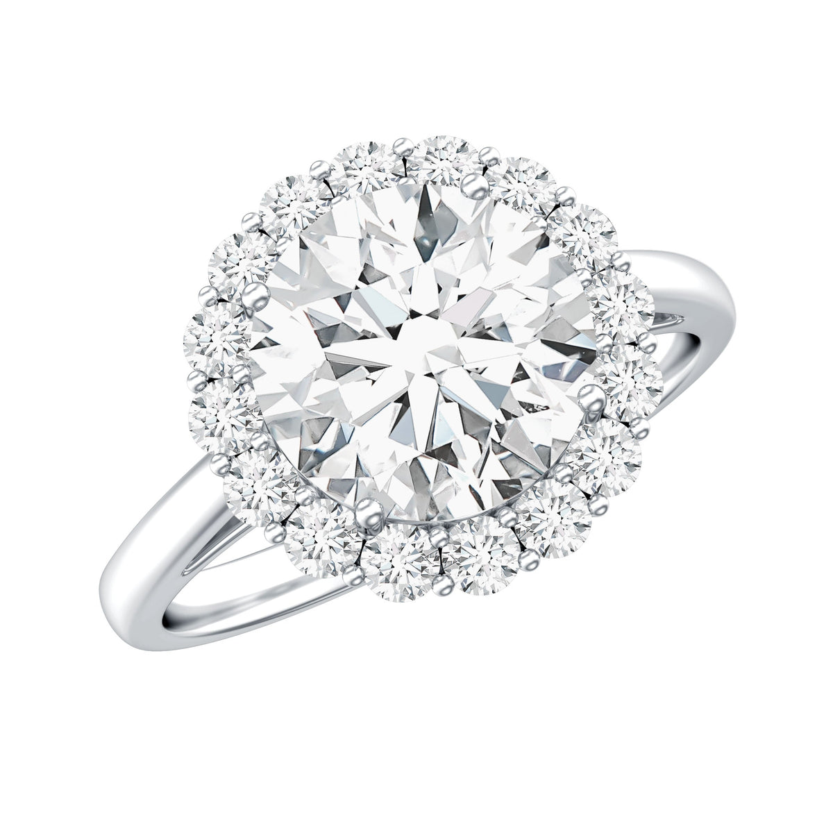 3 CT Round Shape Simulated Diamond Simple Halo Ring