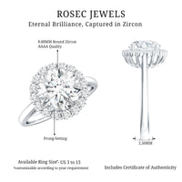 3 CT Round Shape Simulated Diamond Simple Halo Ring