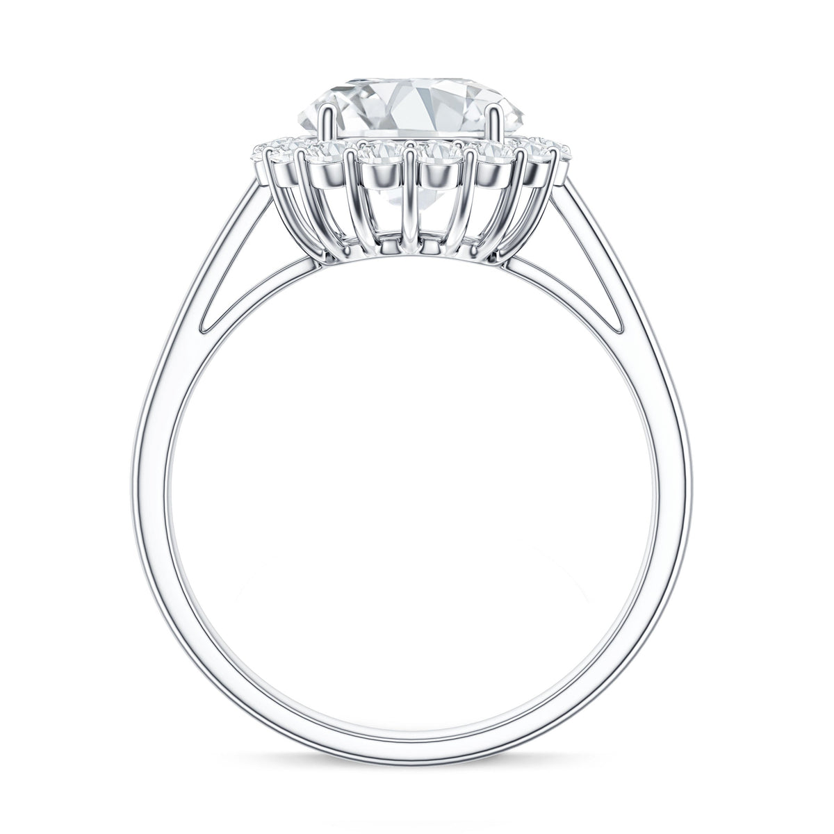 3 CT Round Shape Simulated Diamond Simple Halo Ring