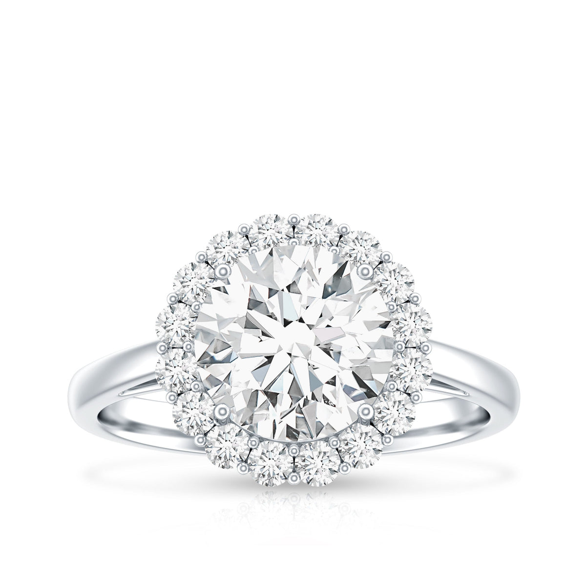 3 CT Round Shape Simulated Diamond Simple Halo Ring
