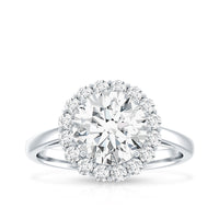 3 CT Round Shape Simulated Diamond Simple Halo Ring