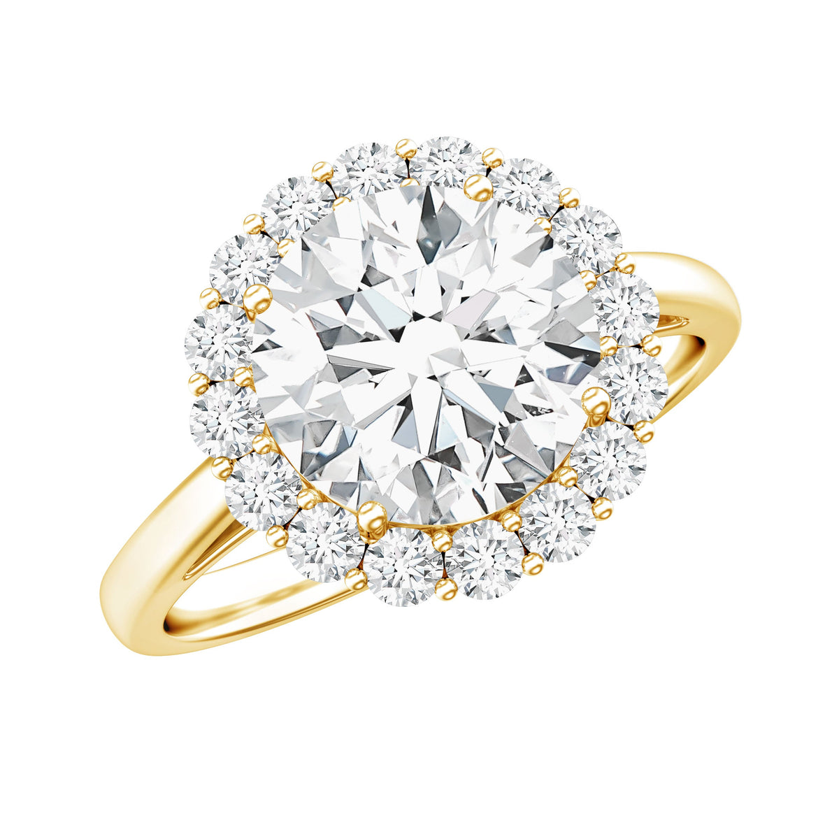 3 CT Round Shape Simulated Diamond Simple Halo Ring