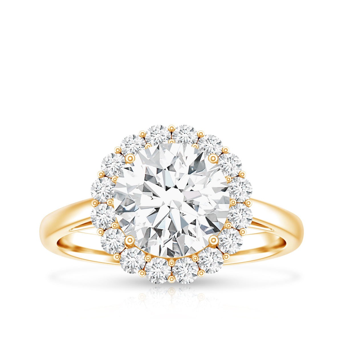 3 CT Round Shape Simulated Diamond Simple Halo Ring