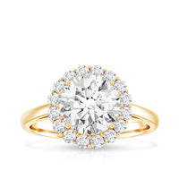3 CT Round Shape Simulated Diamond Simple Halo Ring