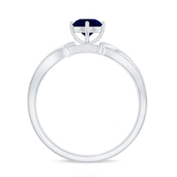 Real 0.95 Carat Round Blue Sapphire Infinity Engagement Ring with Diamond