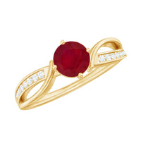 Natural 0.6 Carat Ruby Infinity Promise Ring with Diamond