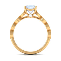 1 CT Princess Cut Moonstone Solitaire Ring with Diamond Side Stones