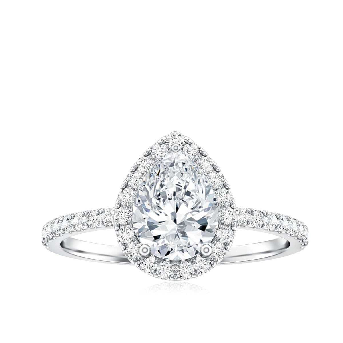 1.4 Carat Pear Shaped Simulated Diamond Halo Engagement Ring