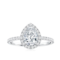 1.4 Carat Pear Shaped Simulated Diamond Halo Engagement Ring