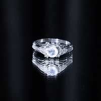 Vintage Inspired Moonstone Engagement Ring with Diamond