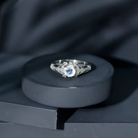 Vintage Inspired Moonstone Engagement Ring with Diamond