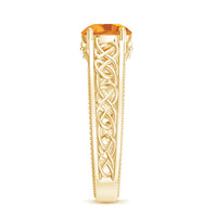 Vintage Style Citrine Diamond Engagement Ring with Celtic Knot