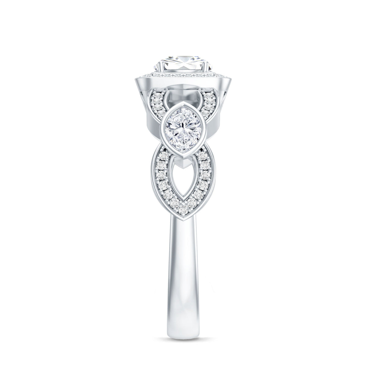 Vintage Inspired Moissanite Halo Engagement Ring with Certificate