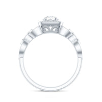 Vintage Inspired Moissanite Halo Engagement Ring with Certificate