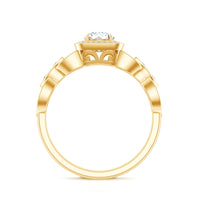 Vintage Inspired Moissanite Halo Engagement Ring with Certificate