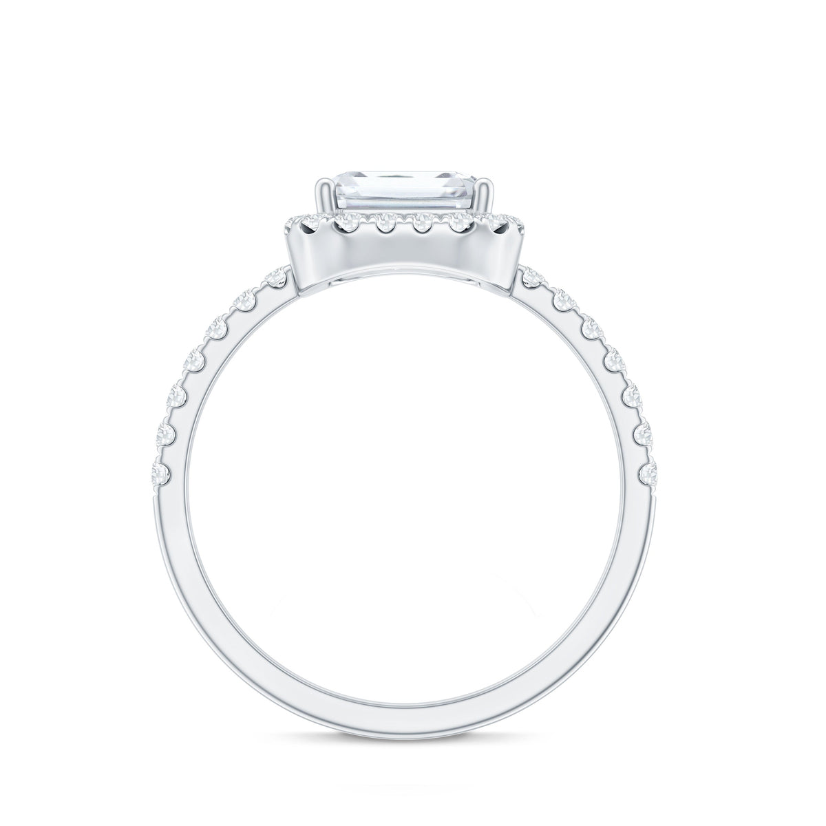 2.8 Carat Emerald Cut Cubic Zirconia Halo Engagement Ring