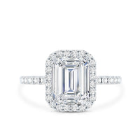 2.8 Carat Emerald Cut Cubic Zirconia Halo Engagement Ring