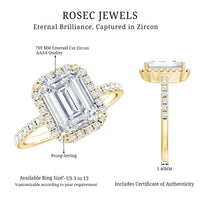 2.8 Carat Emerald Cut Cubic Zirconia Halo Engagement Ring