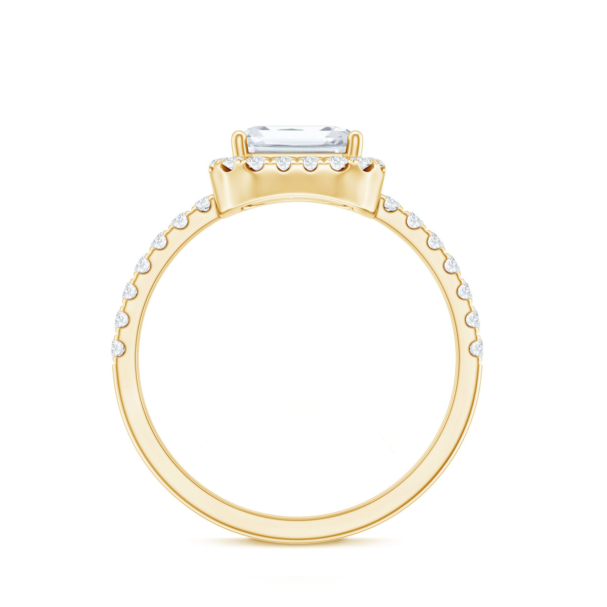 2.8 Carat Emerald Cut Cubic Zirconia Halo Engagement Ring