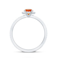 Round Shape Fire Opal Halo Engagement Ring with Diamond