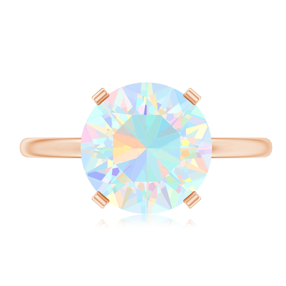 Classic 8mm Solitaire Ethiopian Opal October Birthstone Engagement Ring