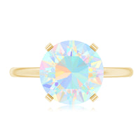 Classic 8mm Solitaire Ethiopian Opal October Birthstone Engagement Ring