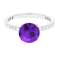 Real 1.2 Carat Amethyst Engagement Ring with Diamond for Women