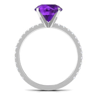 Real 1.2 Carat Amethyst Engagement Ring with Diamond for Women