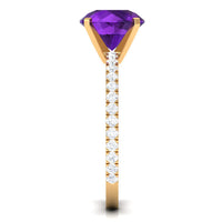 Real 1.2 Carat Amethyst Engagement Ring with Diamond for Women