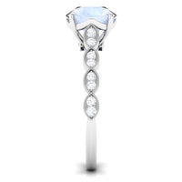 Round Moonstone Solitaire Engagement Ring with Diamond