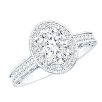 Vintage Style Oval Simulated Diamond Halo Engagement Ring