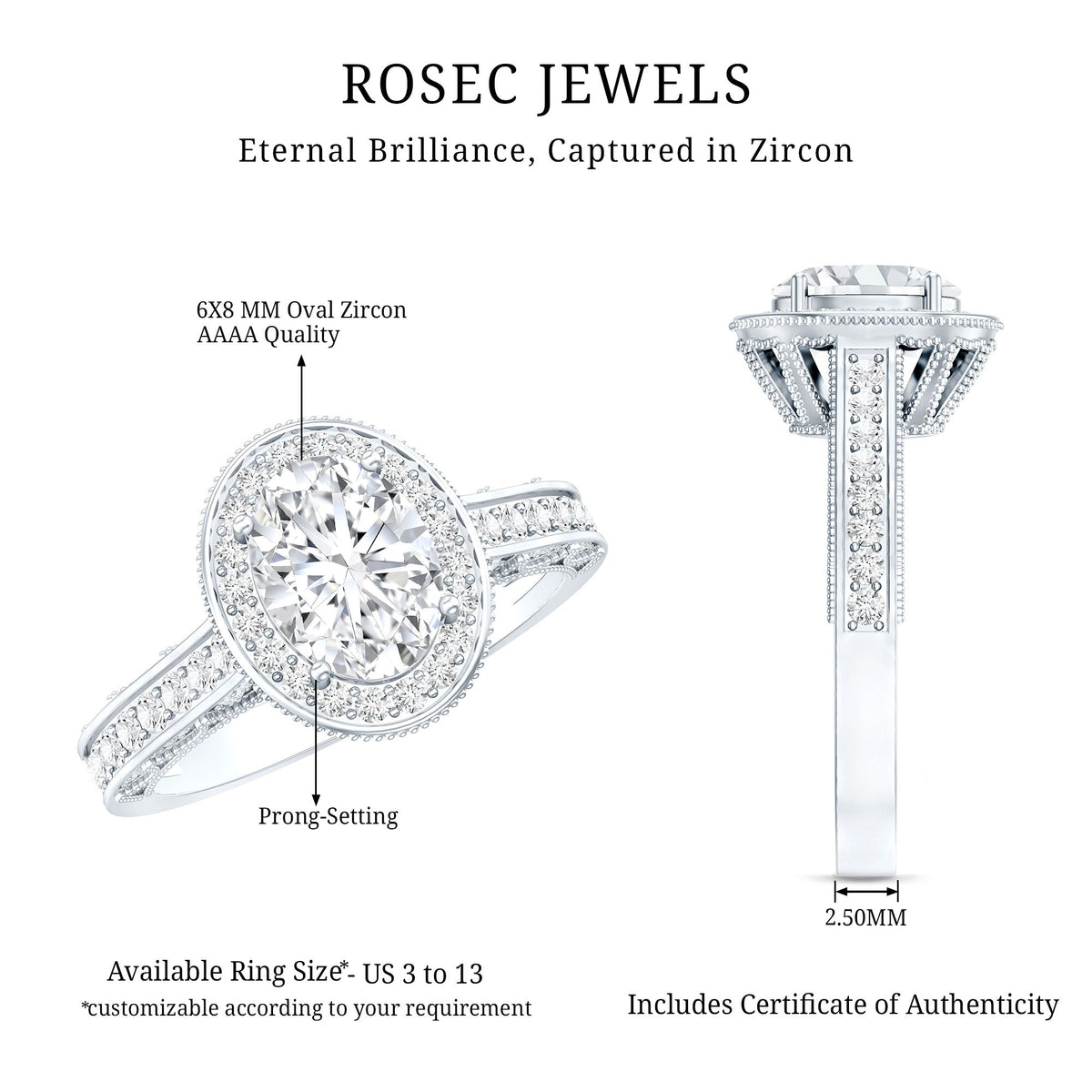 Vintage Style Oval Simulated Diamond Halo Engagement Ring