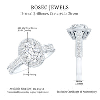Vintage Style Oval Simulated Diamond Halo Engagement Ring