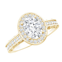 Vintage Style Oval Simulated Diamond Halo Engagement Ring