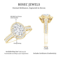 Vintage Style Oval Simulated Diamond Halo Engagement Ring