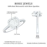 Certified Moissanite Heart Engagement Ring with Halo