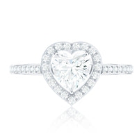 Certified Moissanite Heart Engagement Ring with Halo