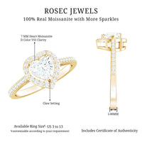 Certified Moissanite Heart Engagement Ring with Halo