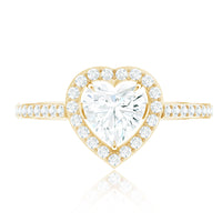 Certified Moissanite Heart Engagement Ring with Halo