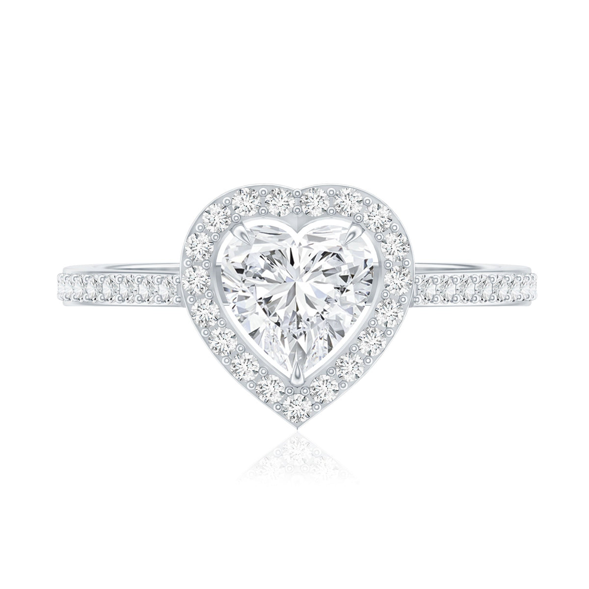 1.50 CT Heart Shape Cubic Zirconia Engagement Ring with Accent