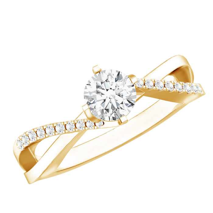 Round cut moissanite infinity engagement ring for her by Rosec Jewels, featuring a sparkling design with endless elegance.