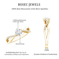 Round Cut Moissanite Infinity Engagement Ring for Her
