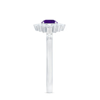Round Amethyst and Diamond Classic Halo Ring