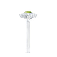 Real Half Carat Peridot Engagement Ring with Diamond Halo