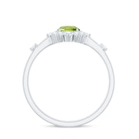 Real Half Carat Peridot Engagement Ring with Diamond Halo