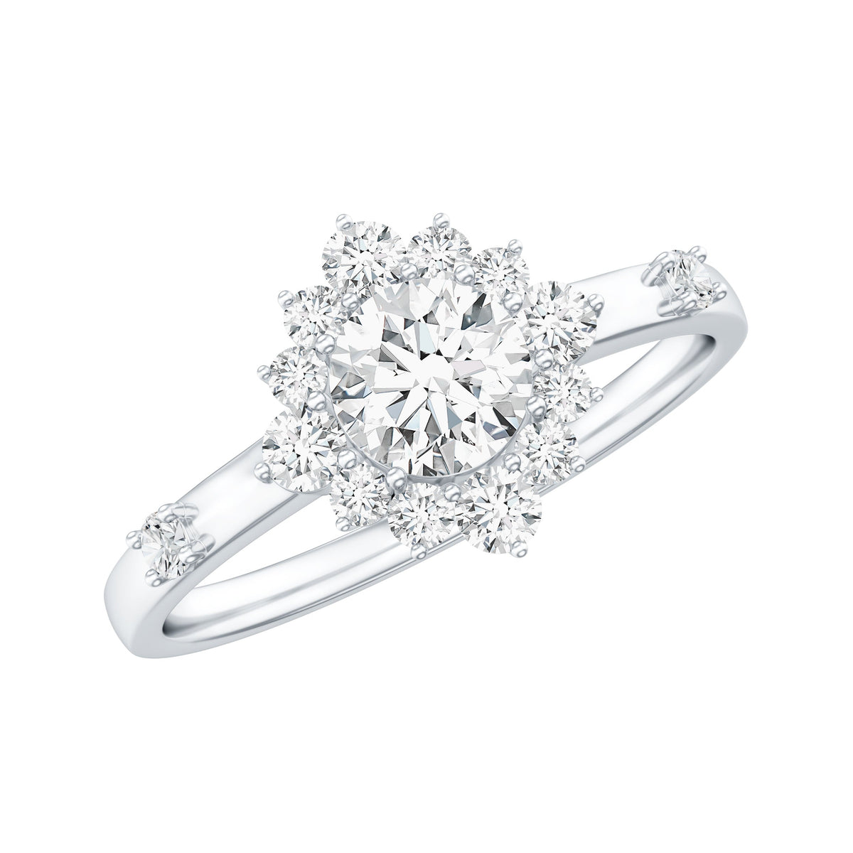 Round Moissanite Engagement Ring with Halo