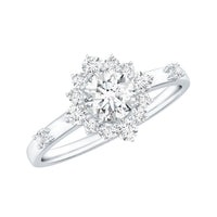 Round Moissanite Engagement Ring with Halo