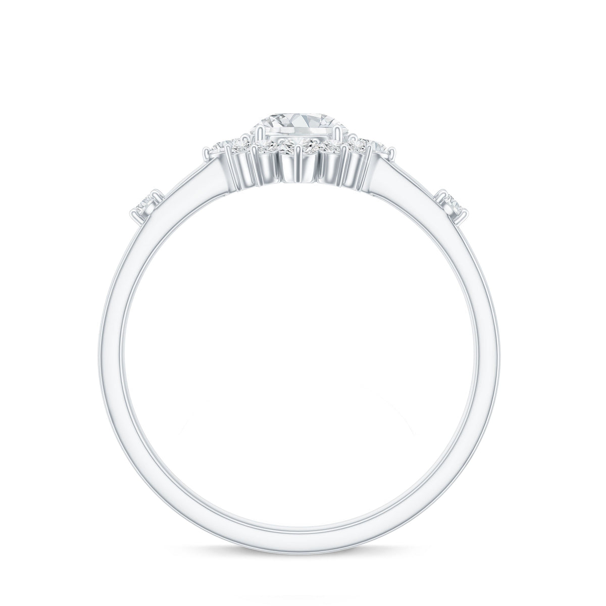 Round Moissanite Engagement Ring with Halo