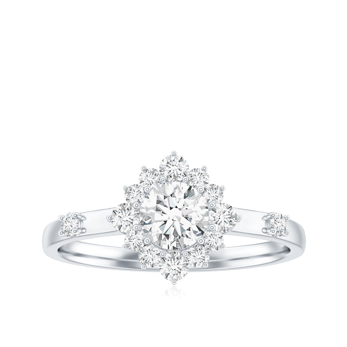 Round Moissanite Engagement Ring with Halo