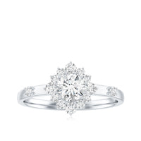 Round Moissanite Engagement Ring with Halo